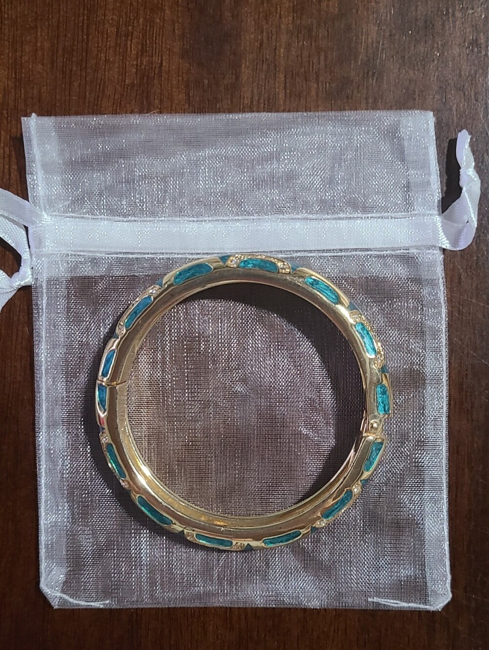 Gold-Tone Turquoise Enamel Bangle Bracelet - Women Jewelry